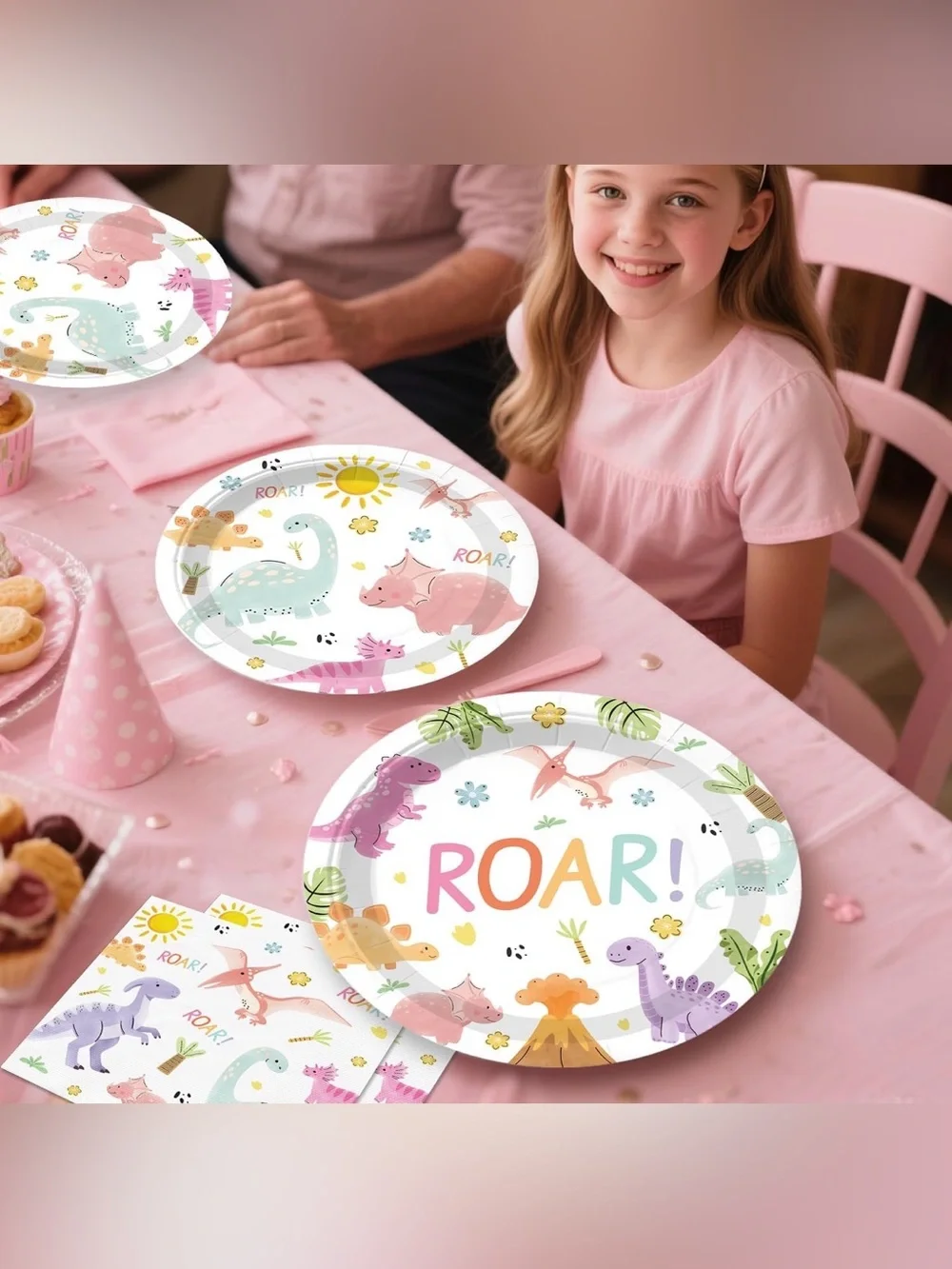 Pastel Dino Birthday Party Kit - Pink, Purple, Mint